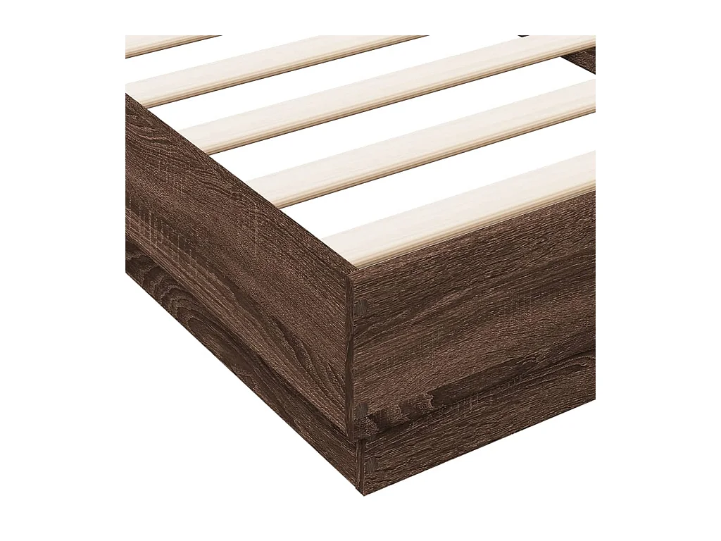Bettgestell mit LED Braun Eiche-Optik 100x200 cm