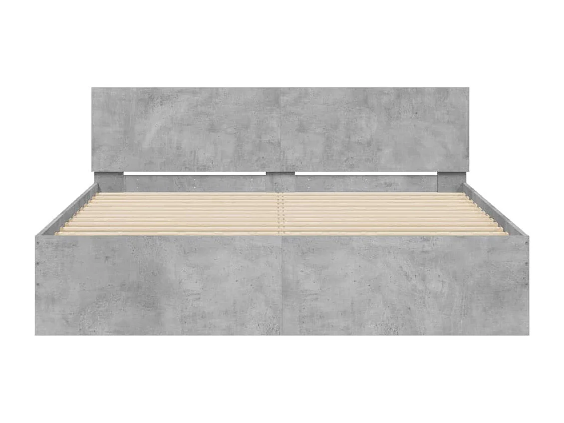 Cadre de lit avec LED sans matelas gris béton 160x200 cm