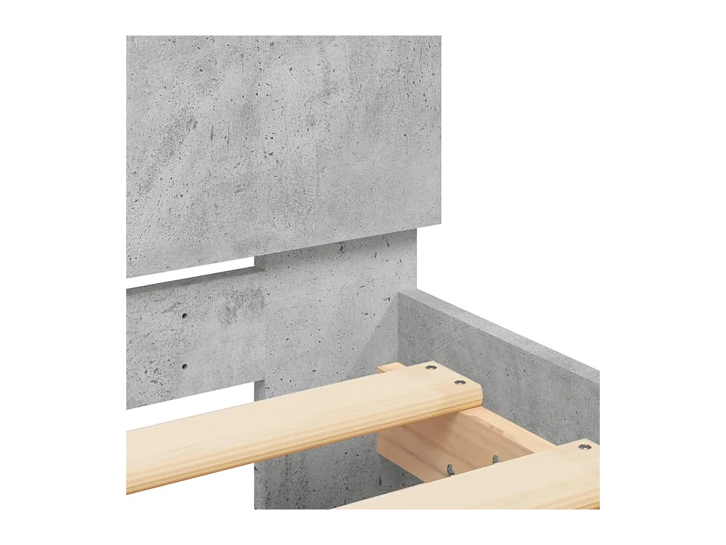Cadre de lit avec LED sans matelas gris béton 160x200 cm