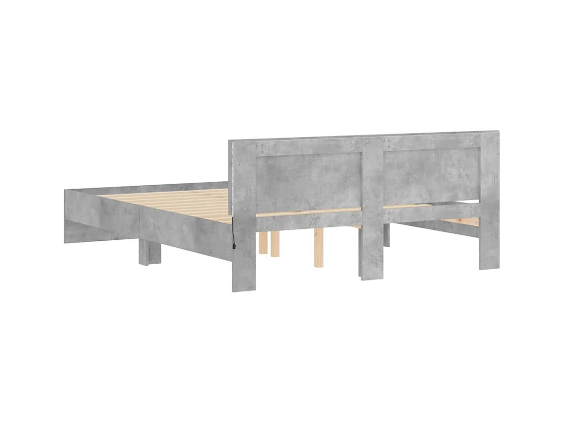 Cadre de lit avec LED sans matelas gris béton 160x200 cm