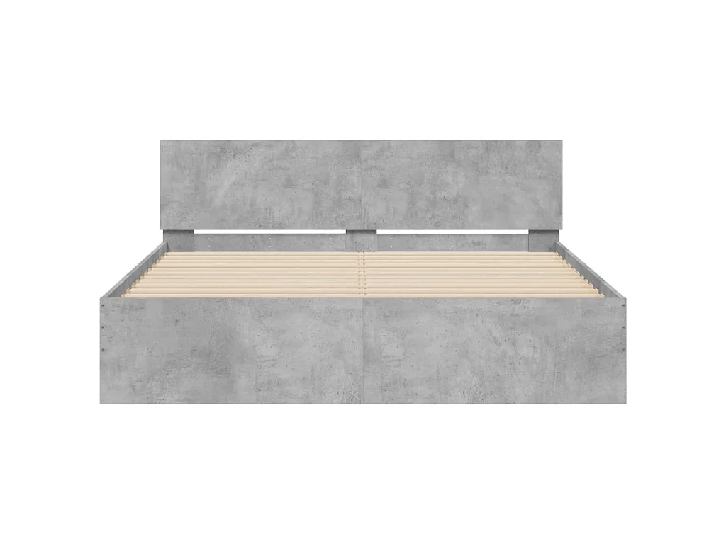 Cadre de lit avec LED sans matelas gris béton 160x200 cm