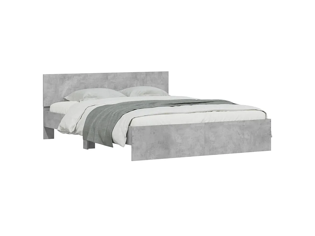 Cadre de lit avec LED sans matelas gris béton 160x200 cm