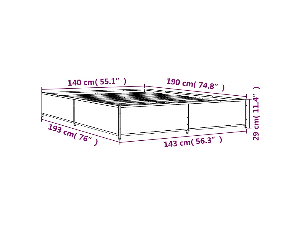 Cadre de lit sans matelas chêne marron 140x190 cm