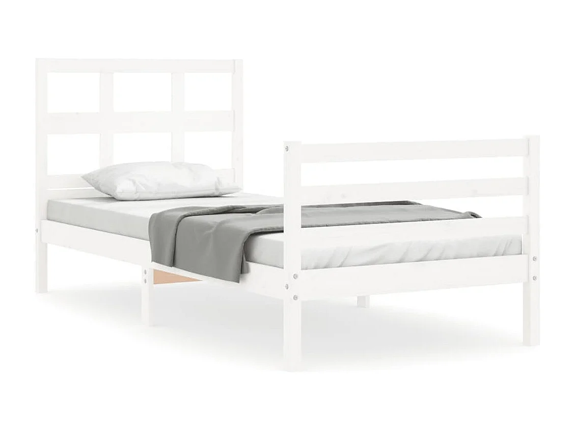 Bedframe met hoofdbord massief hout wit