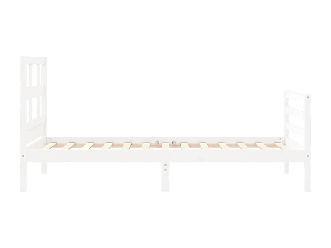 Bedframe met hoofdbord massief hout wit