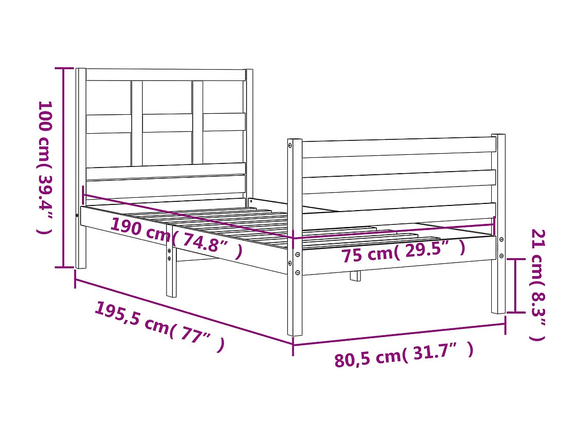 Giroletto con Testiera Bianco Small Single Legno Massello