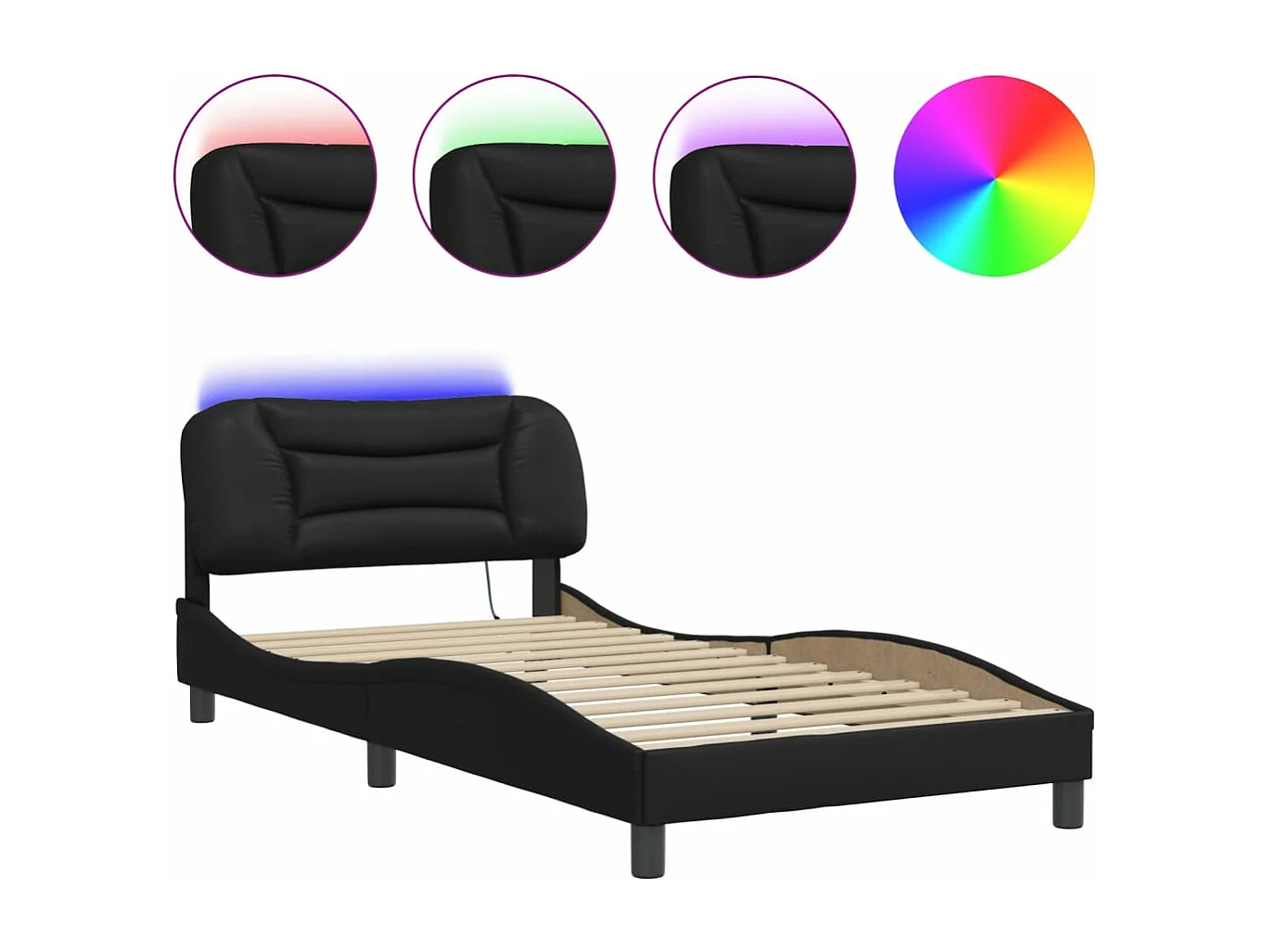 Cadre de lit avec LED sans matelas Hvar noir 100x200 cm