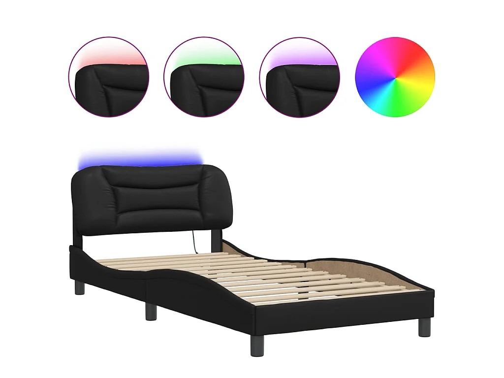 Cadre de lit avec LED sans matelas Hvar noir 100x200 cm