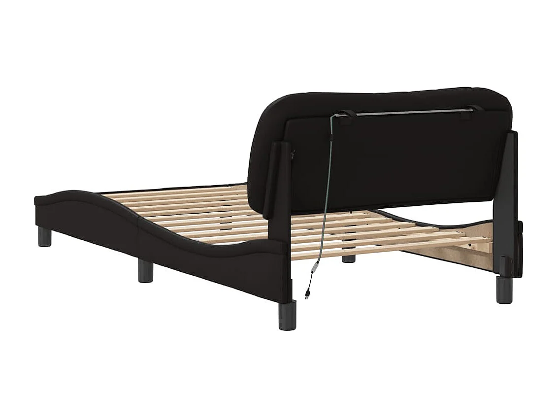 Cadre de lit avec LED sans matelas Hvar noir 100x200 cm
