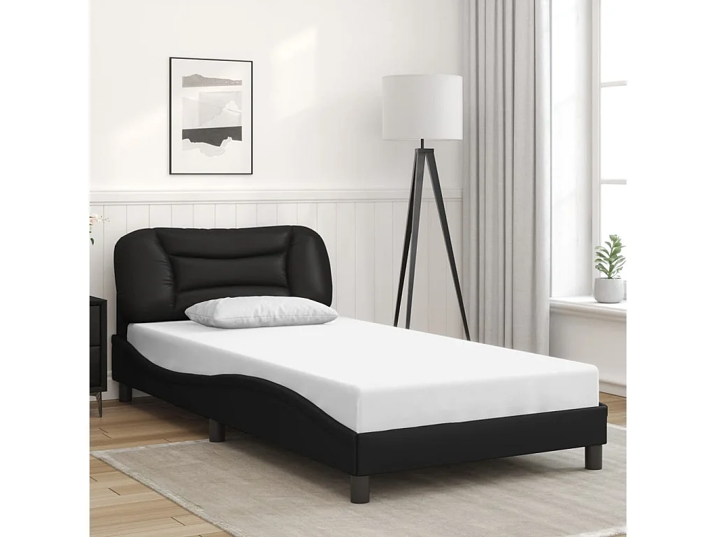 Bedframe met LED zonder matras "Hvar" zwart 100x200 cm