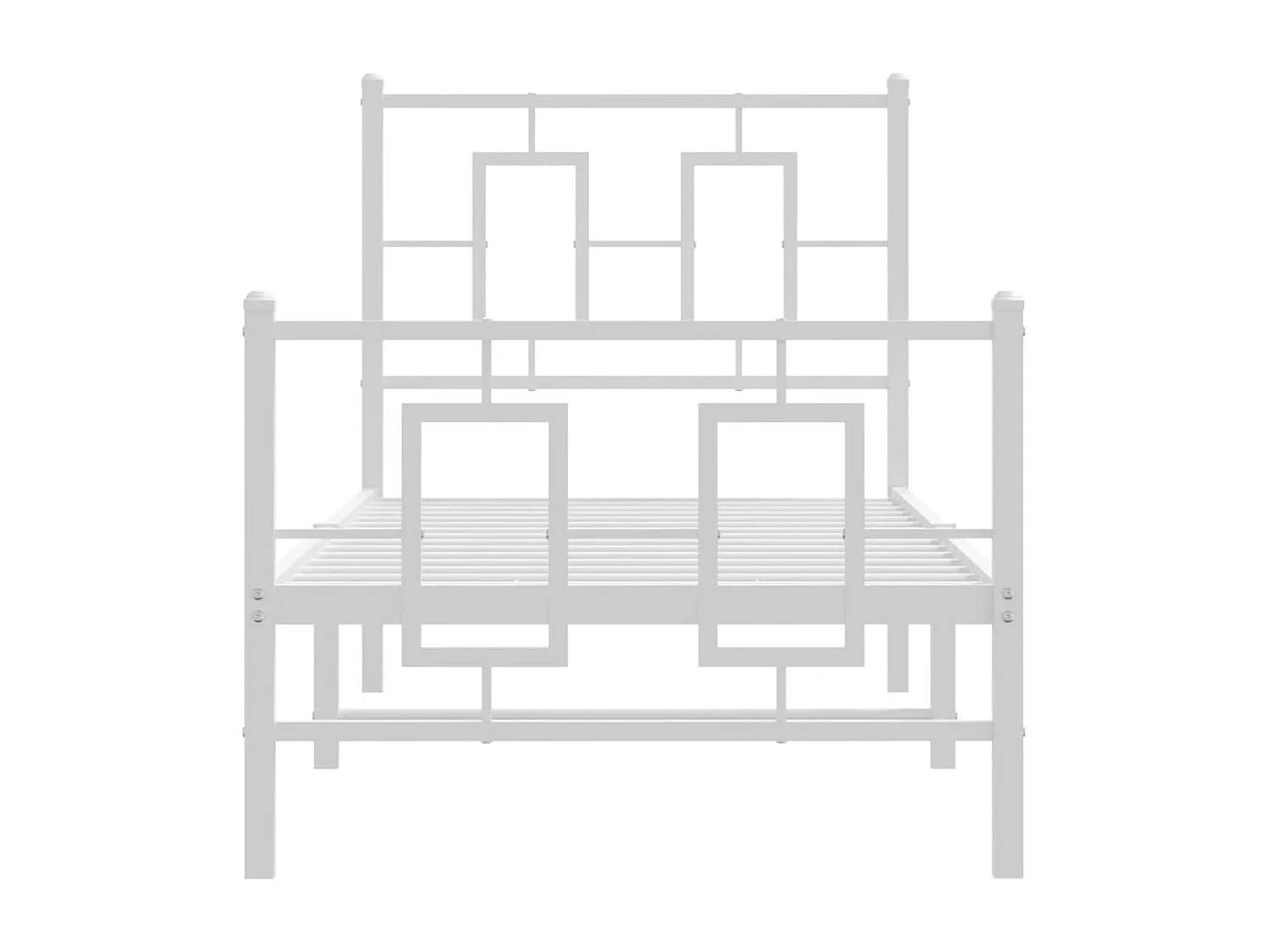Cadre de lit métal sans matelas avec pied de lit blanc 80x200cm