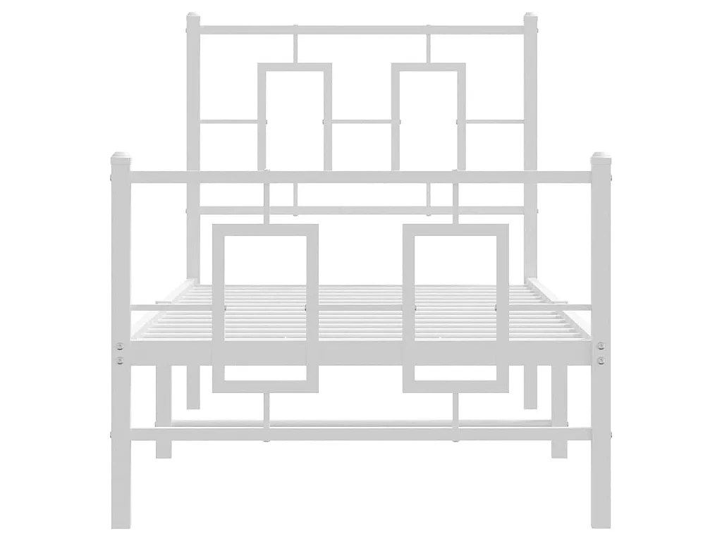 Cadre de lit métal sans matelas avec pied de lit blanc 80x200cm
