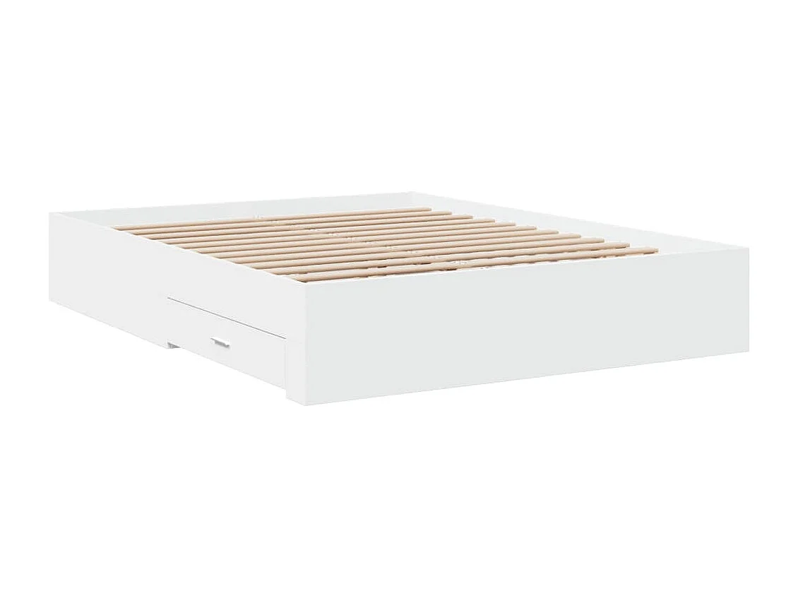 Cadre de lit avec tiroirs sans matelas blanc 150x200 cm