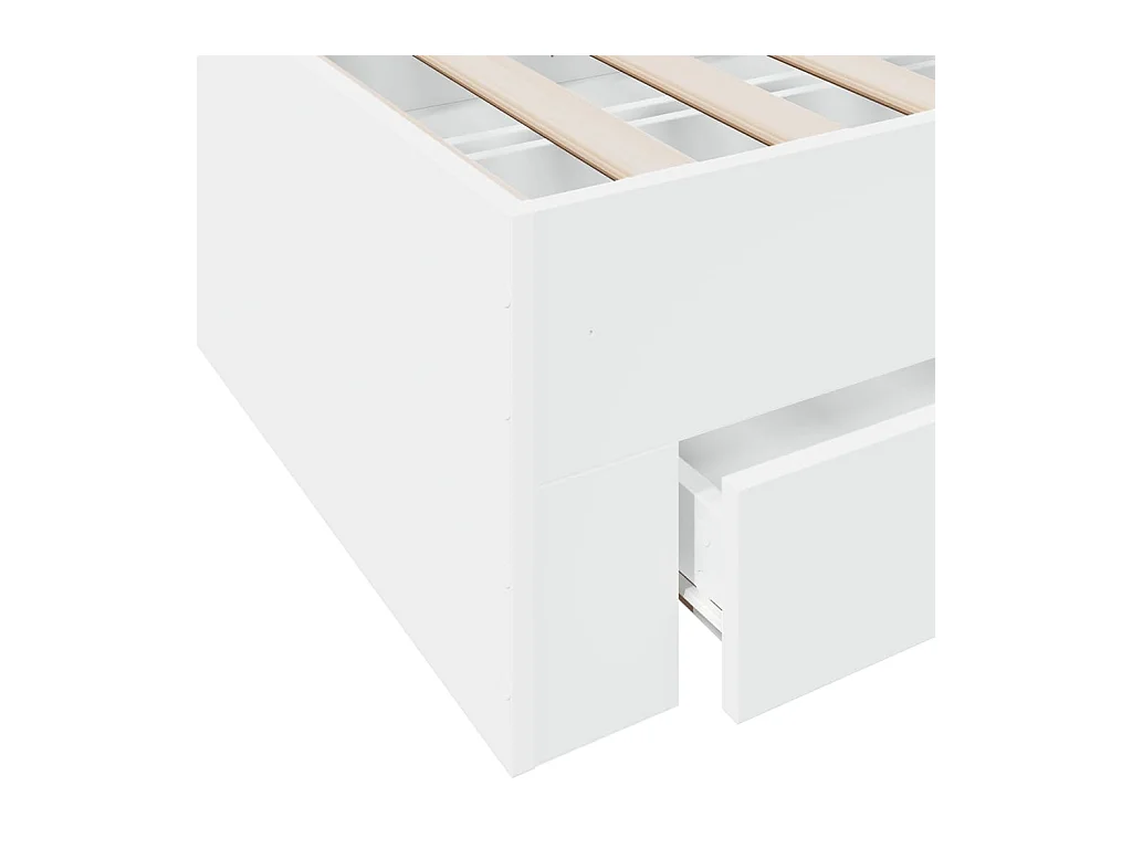 Cadre de lit avec tiroirs sans matelas blanc 150x200 cm