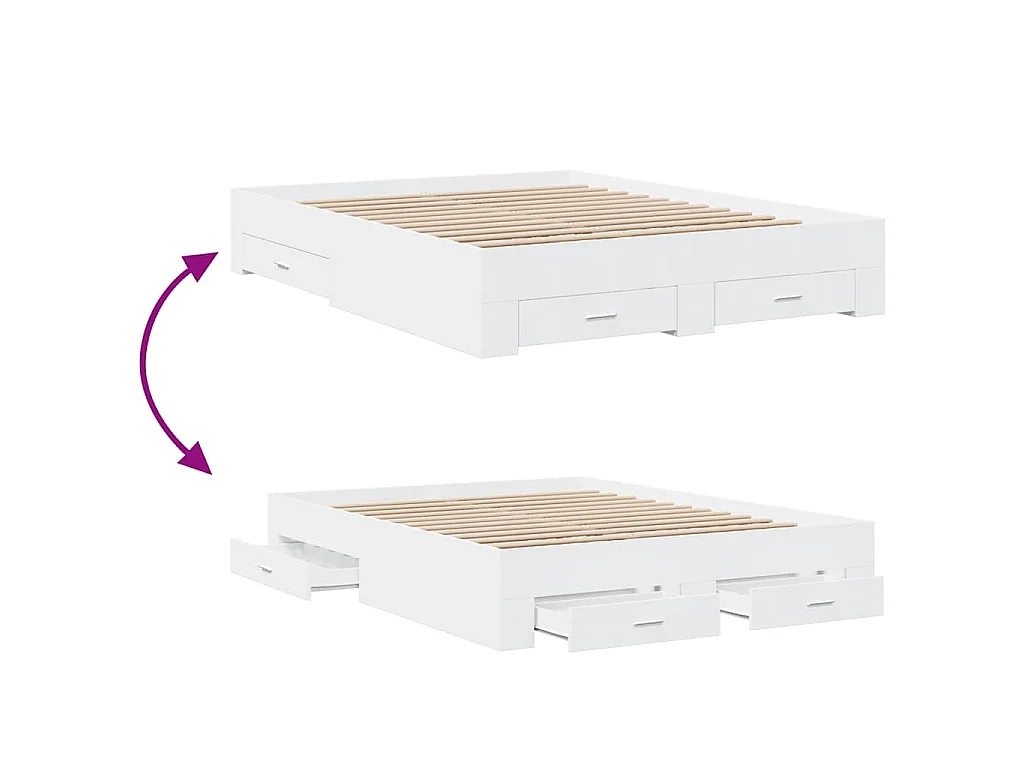 Bedframe met lades bewerkt hout wit 150x200 cm
