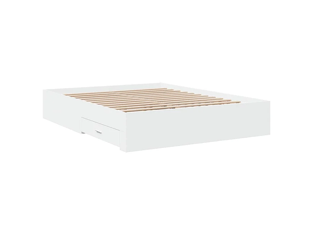 Cadre de lit avec tiroirs sans matelas blanc 150x200 cm