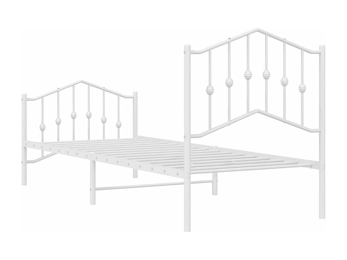 Bettgestell mit Kopf- und Fußteil Metall Weiß 90x190 cm