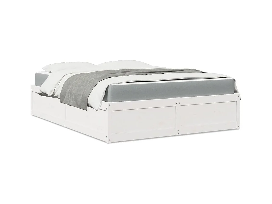 Bed met matras massief grenenhout wit 140x200 cm