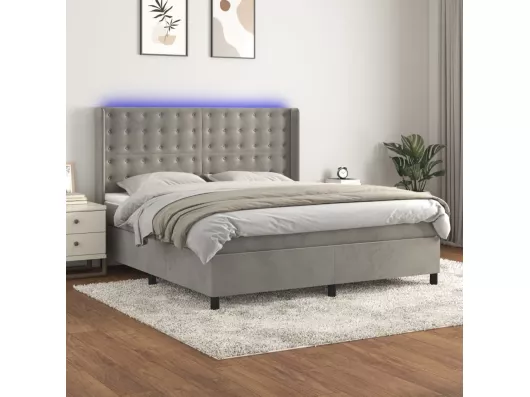 Kauf Unique Boxspringbett mit Matratze & LED Hellgrau 180x200 cm Samt