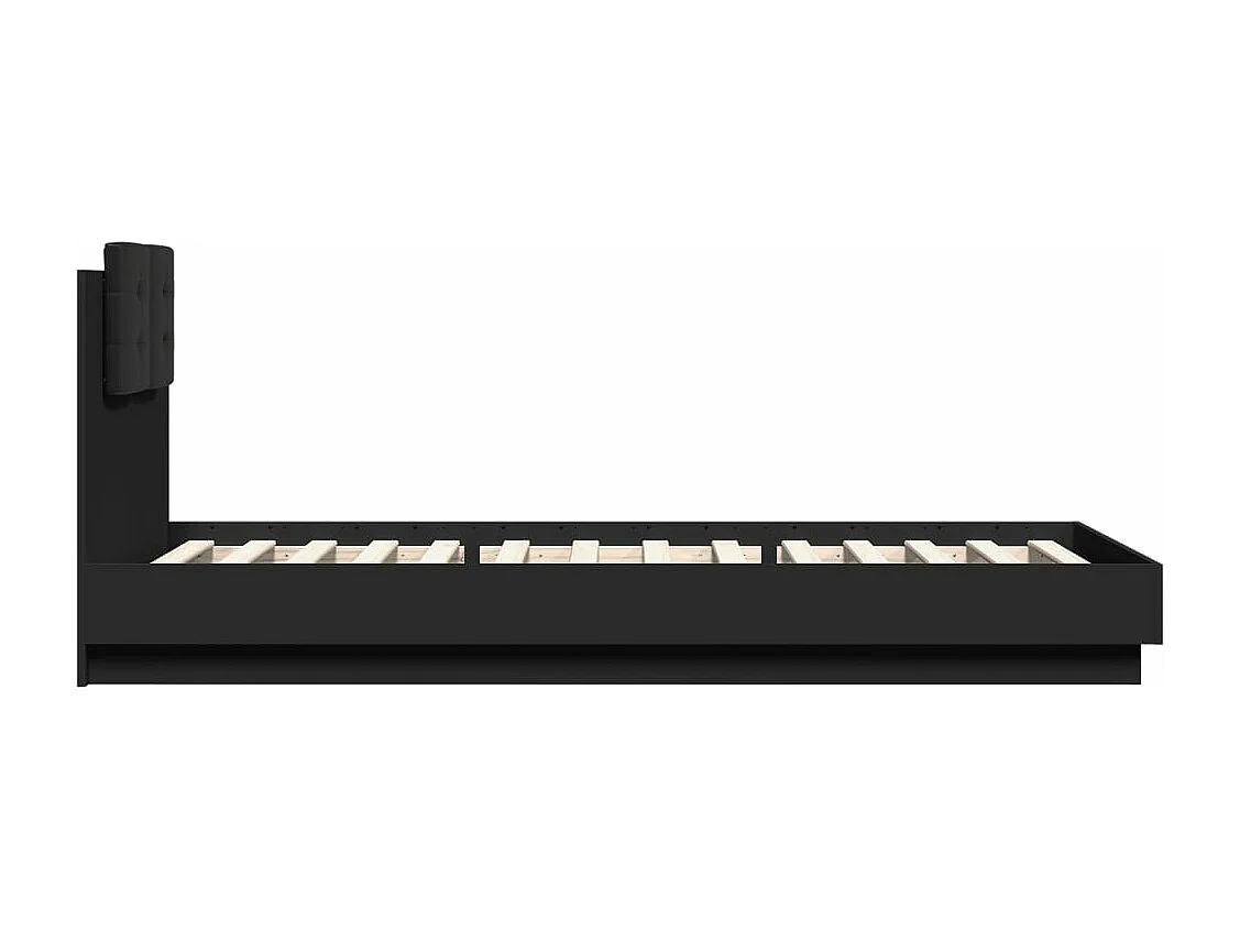 Bedframe met hoofdbord en LED-verlichting zwart 100x200 cm