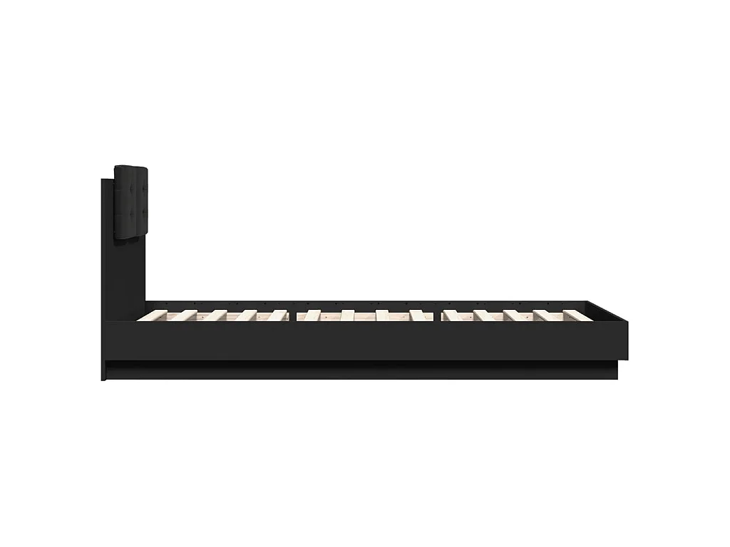 Bedframe met hoofdbord en LED-verlichting zwart 100x200 cm