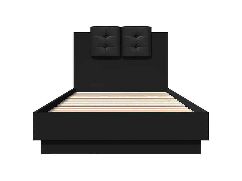 Bedframe met hoofdbord en LED-verlichting zwart 100x200 cm