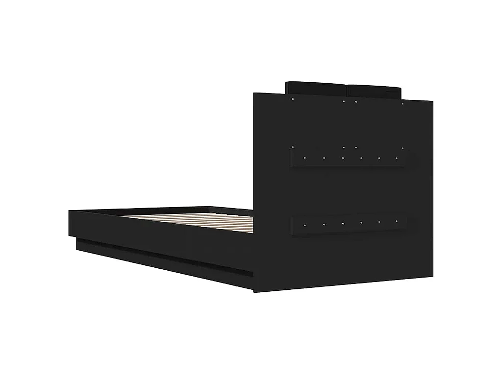 Bedframe met hoofdbord en LED-verlichting zwart 100x200 cm