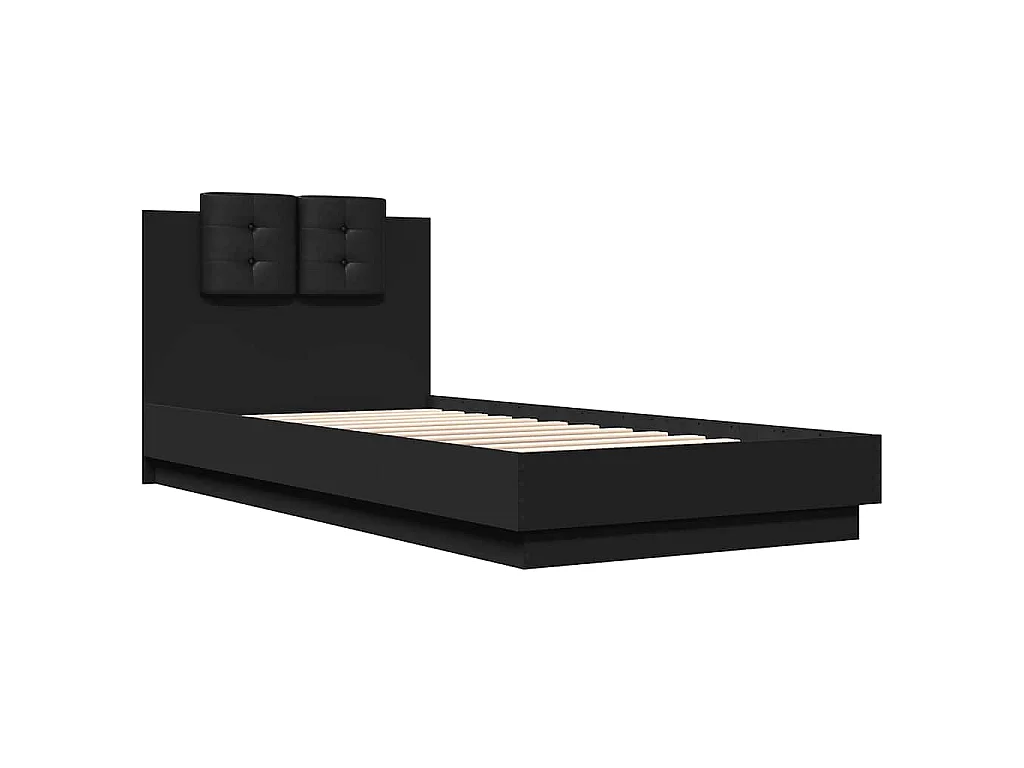 Cadre de lit avec LED sans matelas noir 100x200 cm
