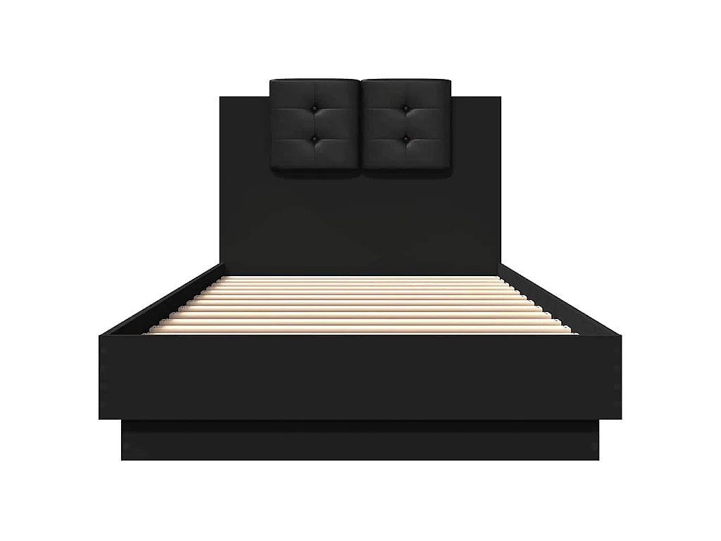 Cadre de lit avec LED sans matelas noir 100x200 cm