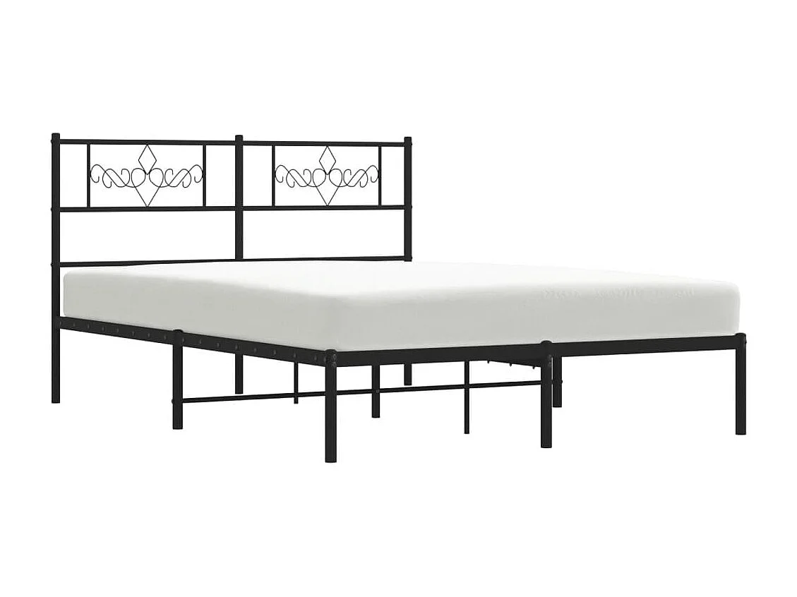 Bedframe met hoofdbord metaal zwart 140x190 cm