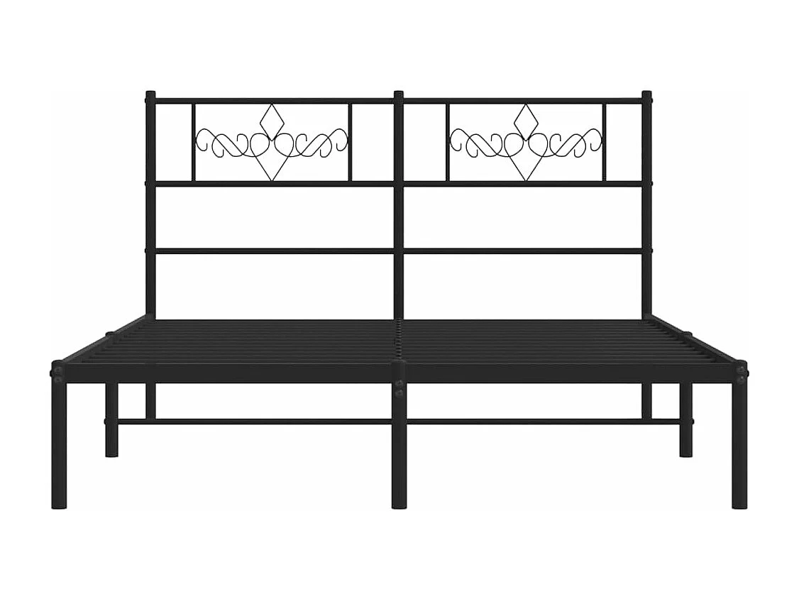 Bettgestell mit Kopfteil Metall Schwarz 140x190 cm