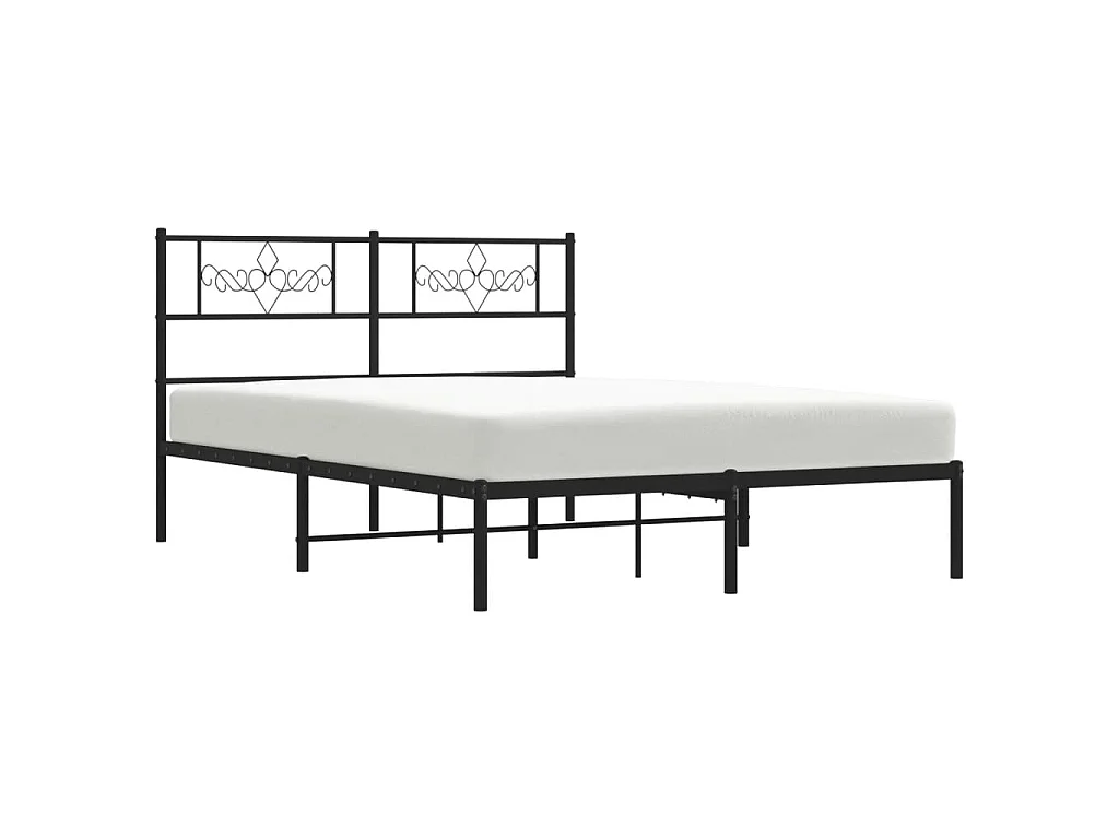 Bedframe met hoofdbord metaal zwart 140x190 cm