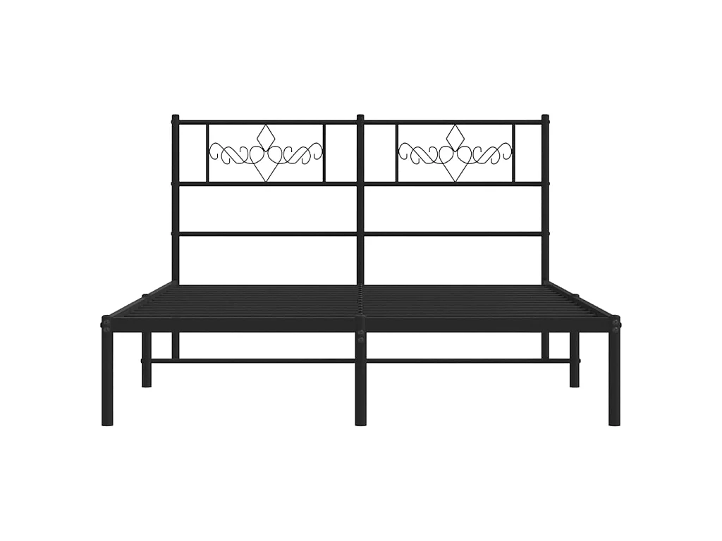 Bedframe met hoofdbord metaal zwart 140x190 cm