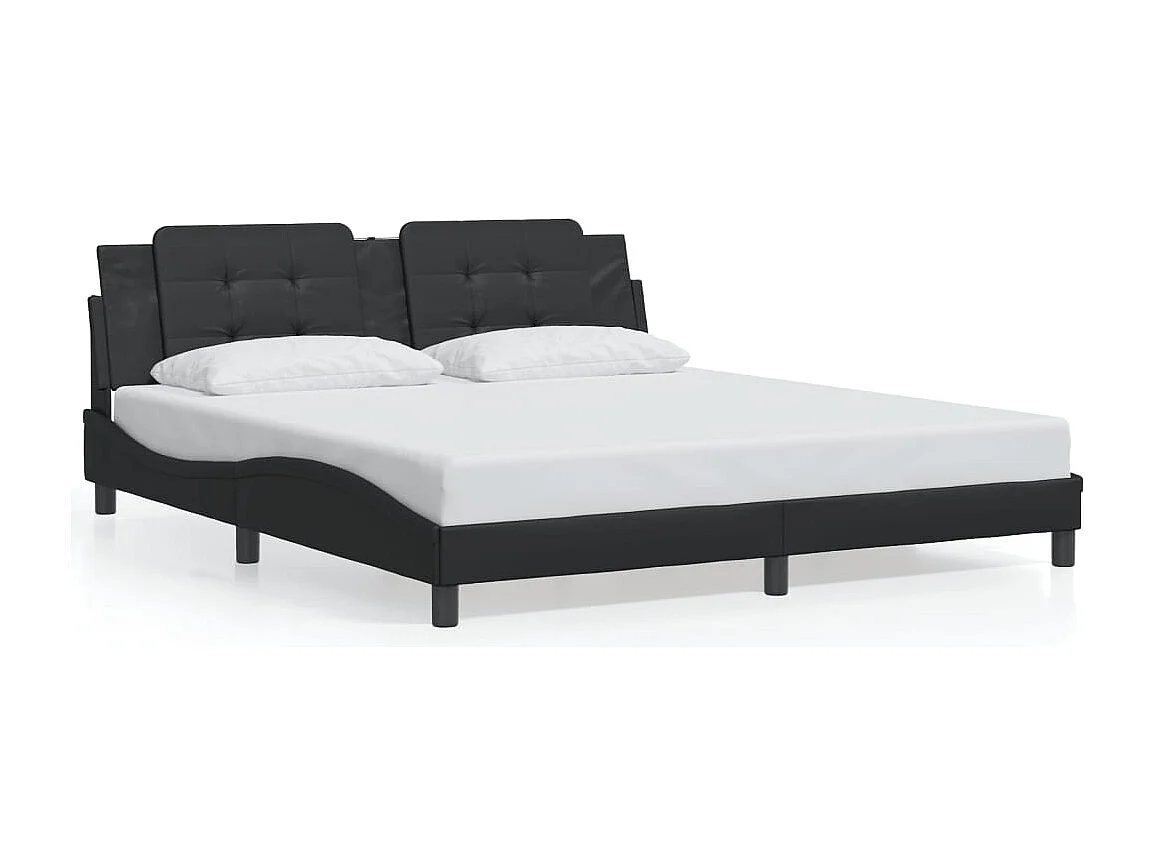 Estrutura de cama sem colchão Zadar 180x200cm couro artificial preto