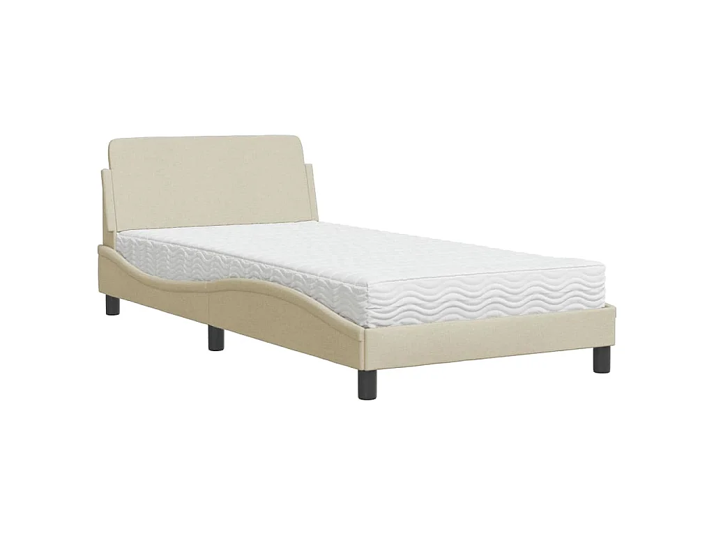 Lit avec matelas Dover crème 100x200 cm tissu