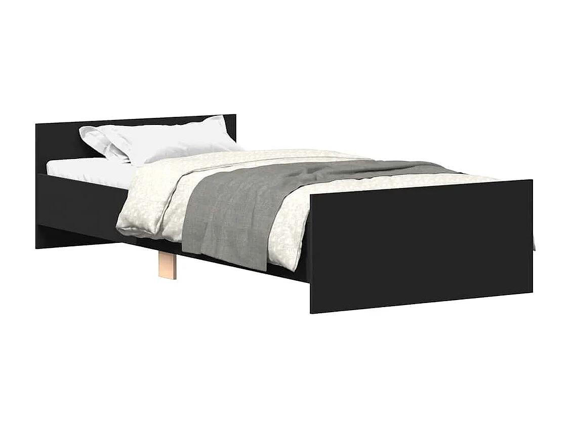 Cadre de lit sans matelas noir 75x190 cm bois ingénierie