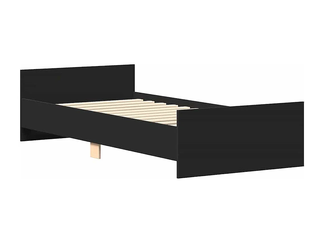 Cadre de lit sans matelas noir 75x190 cm bois ingénierie