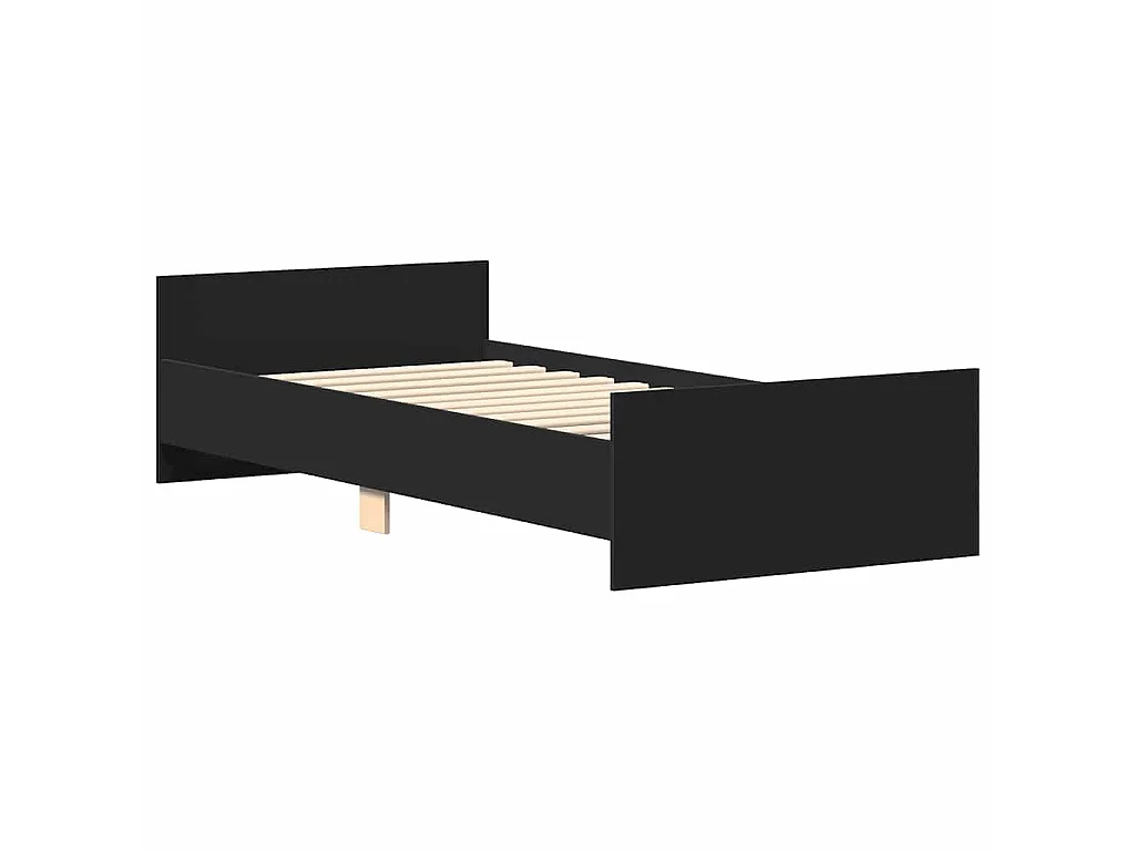Bedframe bewerkt hout zwart 75x190 cm