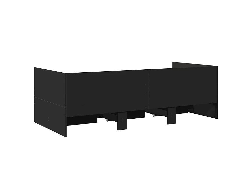 Lit de jour avec tiroirs sans matelas noir 90x200 cm