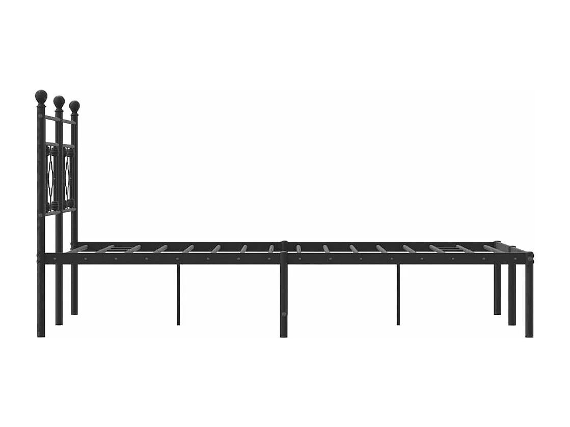 Cadre de lit métal sans matelas avec tête de lit noir 120x190cm