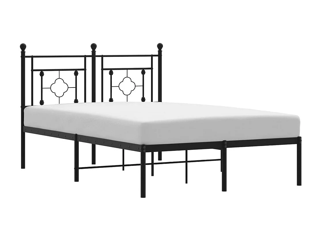 Bedframe met hoofdbord metaal zwart 120x190 cm