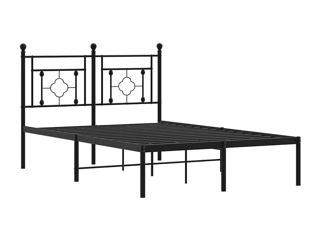Bedframe met hoofdbord metaal zwart 120x190 cm