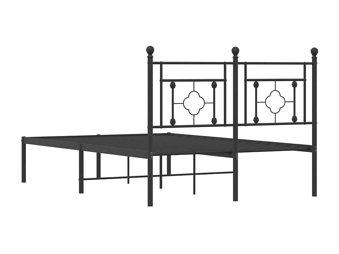 Bedframe met hoofdbord metaal zwart 120x190 cm