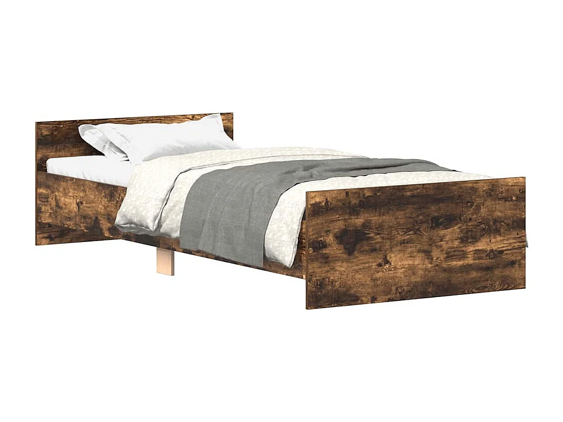 Cadre de lit sans matelas chêne fumé 90x190cm bois d'ingénierie