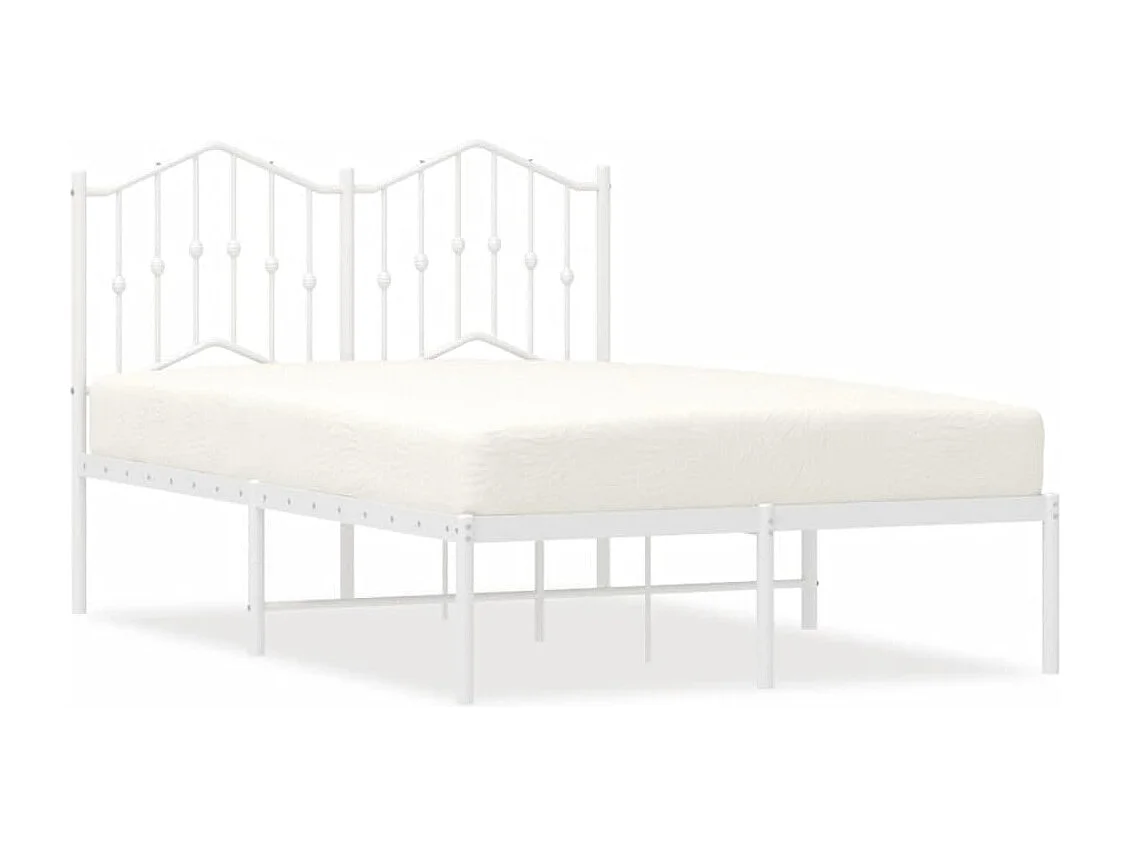 Cadre de lit métal sans matelas et tête de lit blanc 120x190 cm