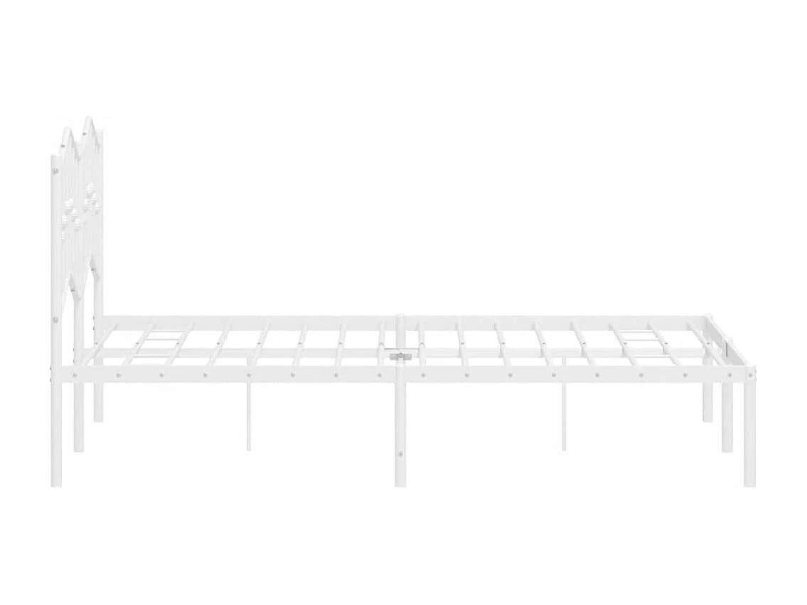 Cadre de lit métal sans matelas et tête de lit blanc 120x190 cm