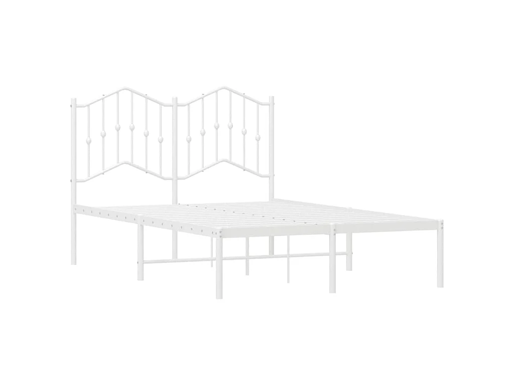 Bettgestell mit Kopfteil Metall Weiß 120x190 cm