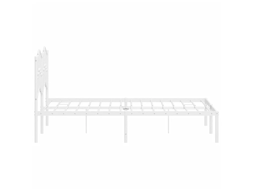Bettgestell mit Kopfteil Metall Weiß 120x190 cm