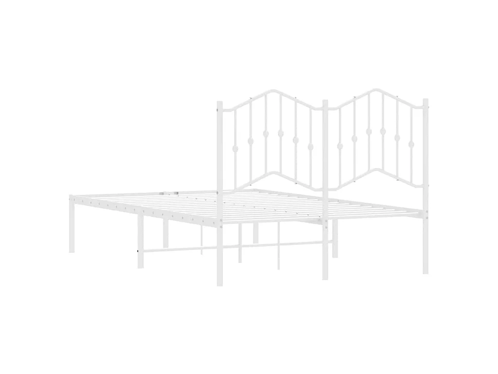 Bettgestell mit Kopfteil Metall Weiß 120x190 cm