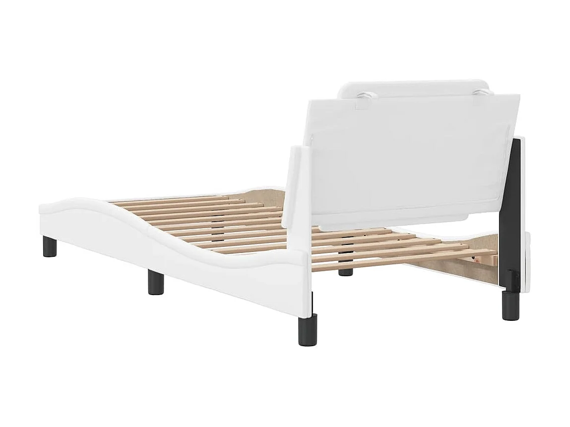 Cadre de lit sans matelas Zadar blanc 100x200 cm similicuir